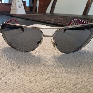 Silver Aviator Sunglasses with Black Lenses